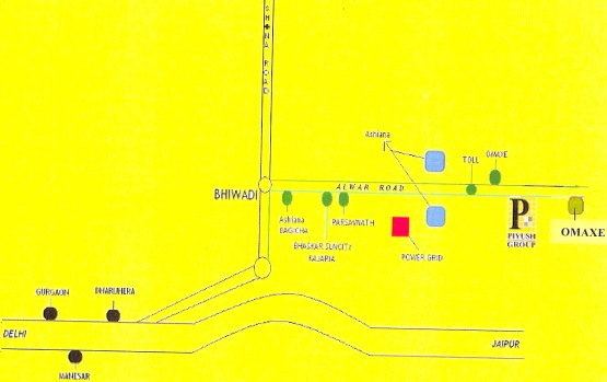 Location map of Piyush Greens, Bhiwadi